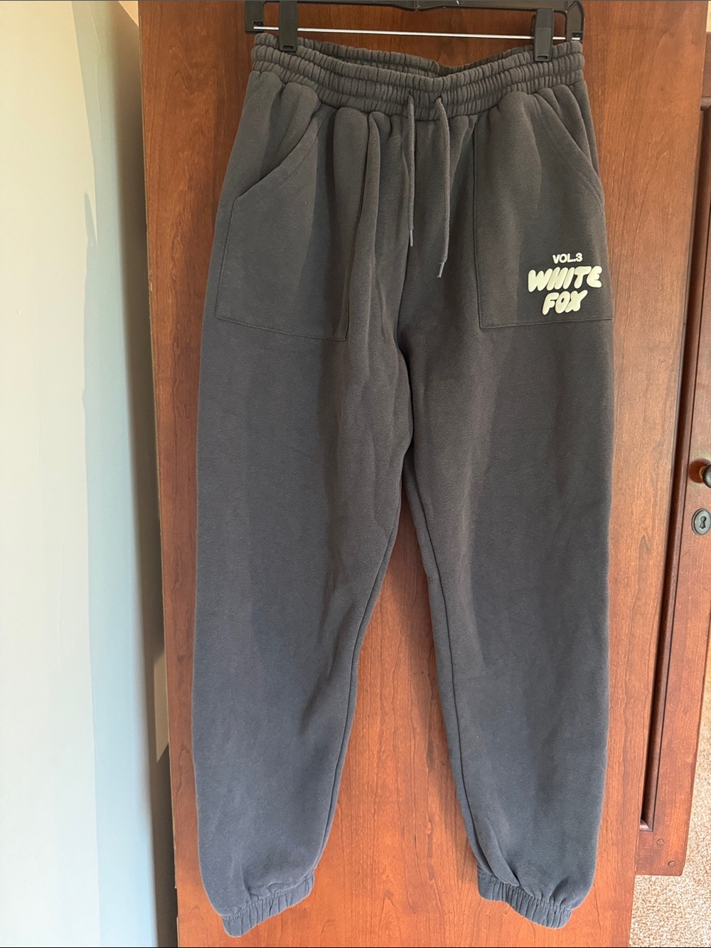 White Fox Vol.3 Logo Charcoal Dark Grey Sweatpants